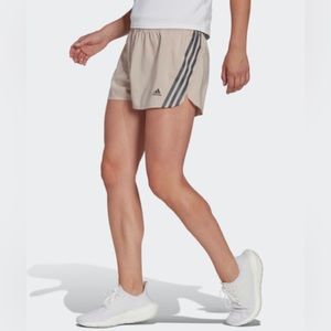 Womens Adidas Run Icons 3-Stripes Taupe Running Shorts Size S3”